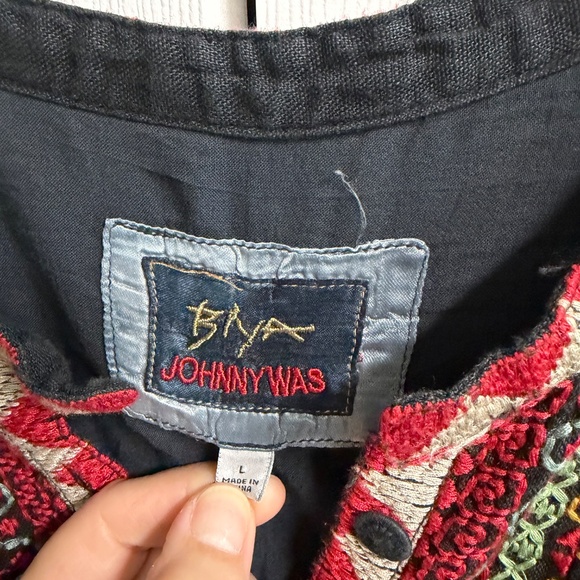 Johnny Was Biya Black Embroidered Tunic Dress Black L - Picture 3 of 7